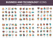 © makyzz - Business and marketing, programming, data management, internet connection, social network, computing, information. Icons set. Flat vector illustration