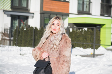 Wall Mural - Beautiful russian girl from siberia portrait in winter