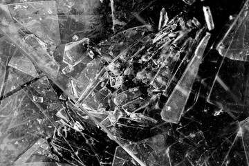 Aufkleber - shards of glass isolated on a black background. broken glass.