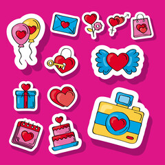 Sticker - twelve love doodles icons