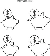 Poster - piggy bank icon isolated on white background. piggy bank icon thin line outline linear piggy bank symbol for logo, web, app, UI. piggy bank icon simple sign.