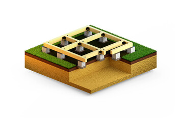 individual footing base. isolated creative industrial 3D illustration