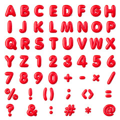 balloon Text. Inflatable Typerface collection.Inflatable balloon fonts set 3D rendering.