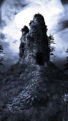 Wall Mural - Ruined tower on the hill