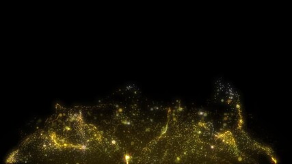 Wall Mural - 4k abstract motion background animation shining gold particles fluid flow fluctuating in space