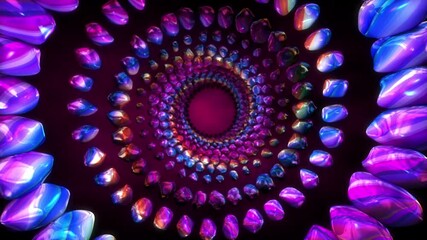 Wall Mural - Abstract background 3D shiny concentric  forms moving, fluctuating and glittering in a space