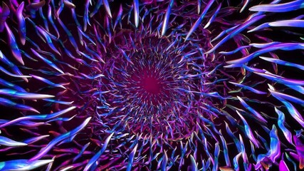 Wall Mural - Abstract background 3D shiny concentric  forms moving, fluctuating and glittering in a space