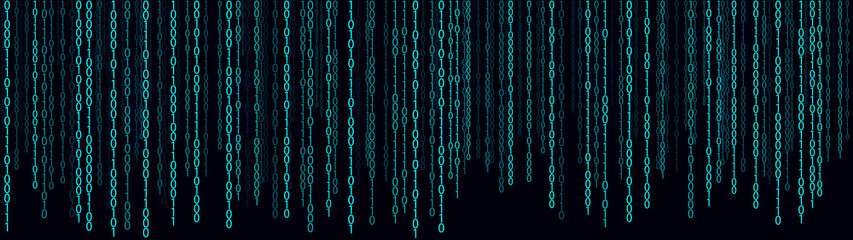 Matrix style background. Abstract futuristic cyberspace with binary code. Falling numbers. Vector illustration