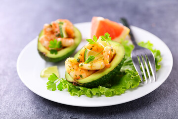 Sticker - avocado salad with shrimp and herbs