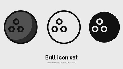 Wall Mural - Bowling ball icon set. Set of bowling ball for sport, activity and game. Ball pictogram isolated on white background. Sport equipment. Vector illustration