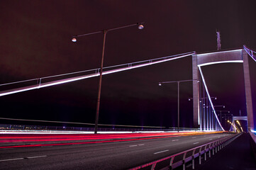 highway bridge at night