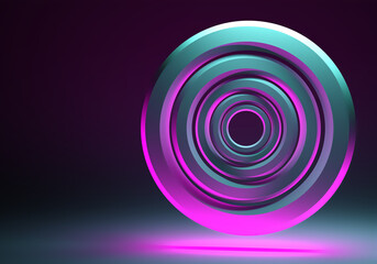 Poster - color wheel. a circular color palette with bright colors. neon circles and space for text. geometric