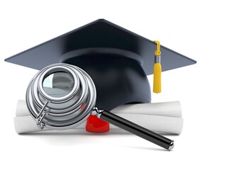 Wall Mural - Mortarboard with magnifying glass