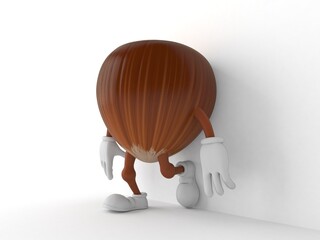 Sticker - Hazelnut character leaning on wall on white background