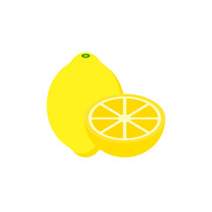 Lemon,Fresh Lemon fruits isolated,Cartoon style. On a white background Vector illustration