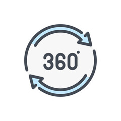 Poster - 360 degree view color line icon. Angle 360 degree vector outline colorful sign.