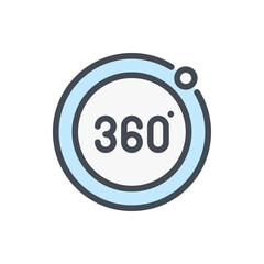 Poster - 360 degree view color line icon. Angle 360 degree vector outline colorful sign.