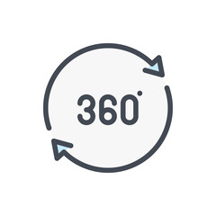 Poster - 360 degree view color line icon. Angle 360 degree vector outline colorful sign.