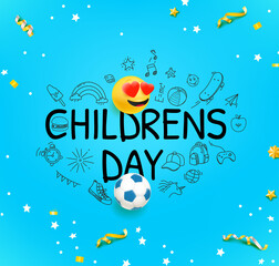 Poster - Childrens day greeting card with doodling elements