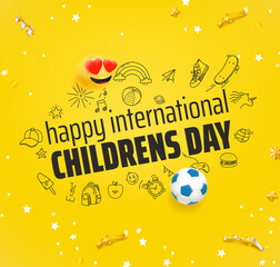 Wall Mural - International Childrens day greeting card with doodling elements