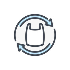Poster - Recycling of plastic bag color line icon. Shopping bag with rotating arrows vector outline colorful sign.