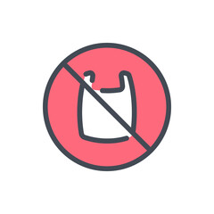 Poster - no plastic bag color line icon. forbidden shopping bag vector outline colorful sign.