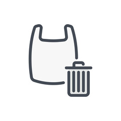 Poster - plastic bag with recycle bin color line icon. recycle shopping bag vector outline colorful sign.