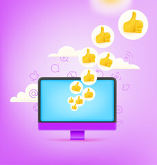 Poster - Social media reaction with thumbs up icons