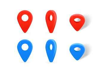 Poster - Red and blue map piты isolated on white background