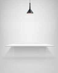 Poster - Bright room with white shelf and black lamp