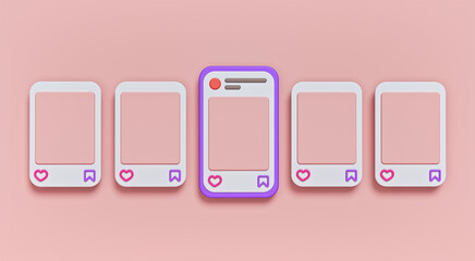 Poster - social media app. minimal design. 3d rendering