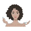 © L-TOP - African American girl putting on contact lenses. Vector illustration