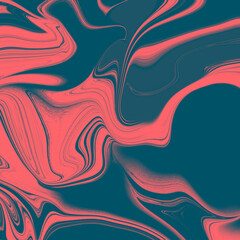 Poster - Abstract wavy vibrant facture. Splashed liquid paints. Psychedelic trippy effect. Distortion. Creative graphic design. Colorful artistic illustration. Digital art. Cover for music album. 