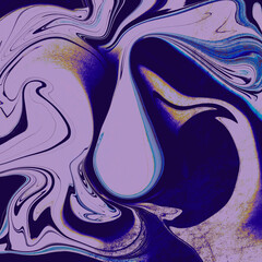 Poster - Abstract wavy vibrant facture. Splashed liquid paints. Psychedelic trippy effect. Distortion. Creative graphic design. Colorful artistic illustration. Digital art. Cover for music album. 