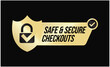 safe and secure checkout vector icon with padlock and tick mark, secure shopping abstract