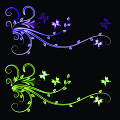 Wall Mural - vector drawing plant flowers and butterfly design background 