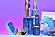 set of tools and consumables for metal on a purple background.