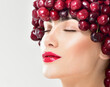 © Svetlana Fedoseeva - Beautiful woman in hat of red berries. Juicy cherries.