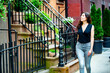 urban scene of a young woman downtown New York