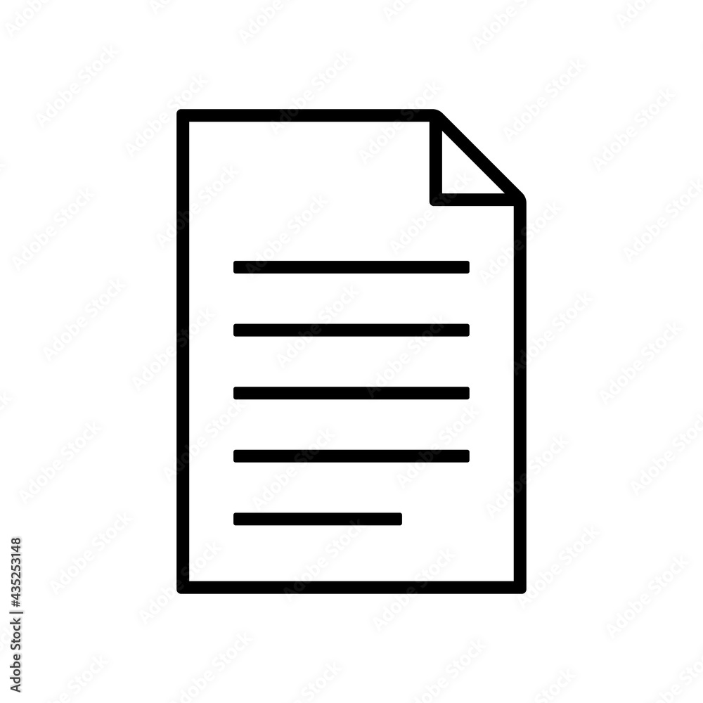 Vector document icon isolated on white background. File, text document ...