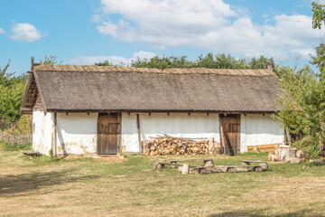 Wall Mural - Slagelse Trelleborg viking village reconstructed hut cabin Region Sjælland (Region Zealand) Denmark