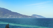 The Sea Coast Of The Crimea, In The Background Is The Famous Mountain Ayu Dag Bear Mountain