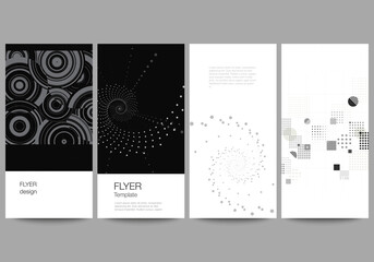 Poster - Vector layout of flyer, banner design templates for website advertising design, vertical flyer design. Abstract technology black color science background. Digital data visualization. High tech concept