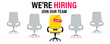 © SMUX - We are hiring, business recruitment concept. Join our team, we need you. Build your career. Searching for a candidate for the job. Empty office chair with a sign open vacancy. Recruiting or hiring