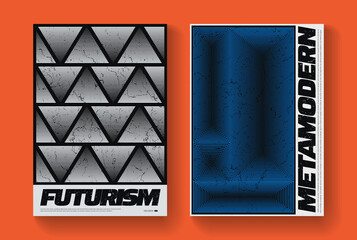 Poster - Minimal abstract posters set. Swiss Design composition with geometric shapes. Modern pattern. Futuristic cover.
