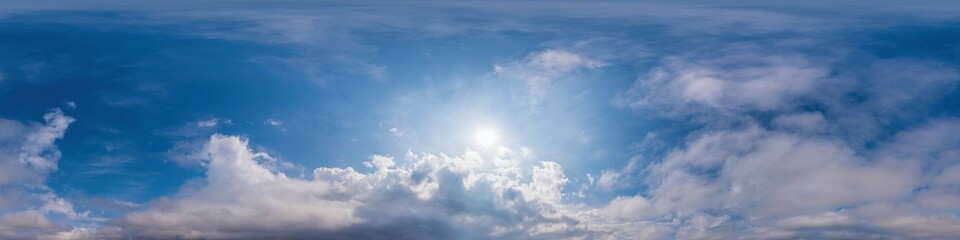 blue sky panorama with cirrus clouds in seamless spherical equirectangular format. full zenith for u