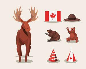 Sticker - Canadian reindeer with icons