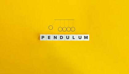 Pendulum banner and concept. Block letters on bright orange background. Minimal aesthetics.