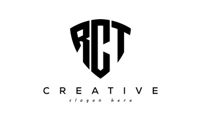 RCT letters creative logo with shield	