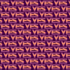 Fototapete - Modern 3d rendering digital illustration of words YES with pink striped texture. Computer graphic background